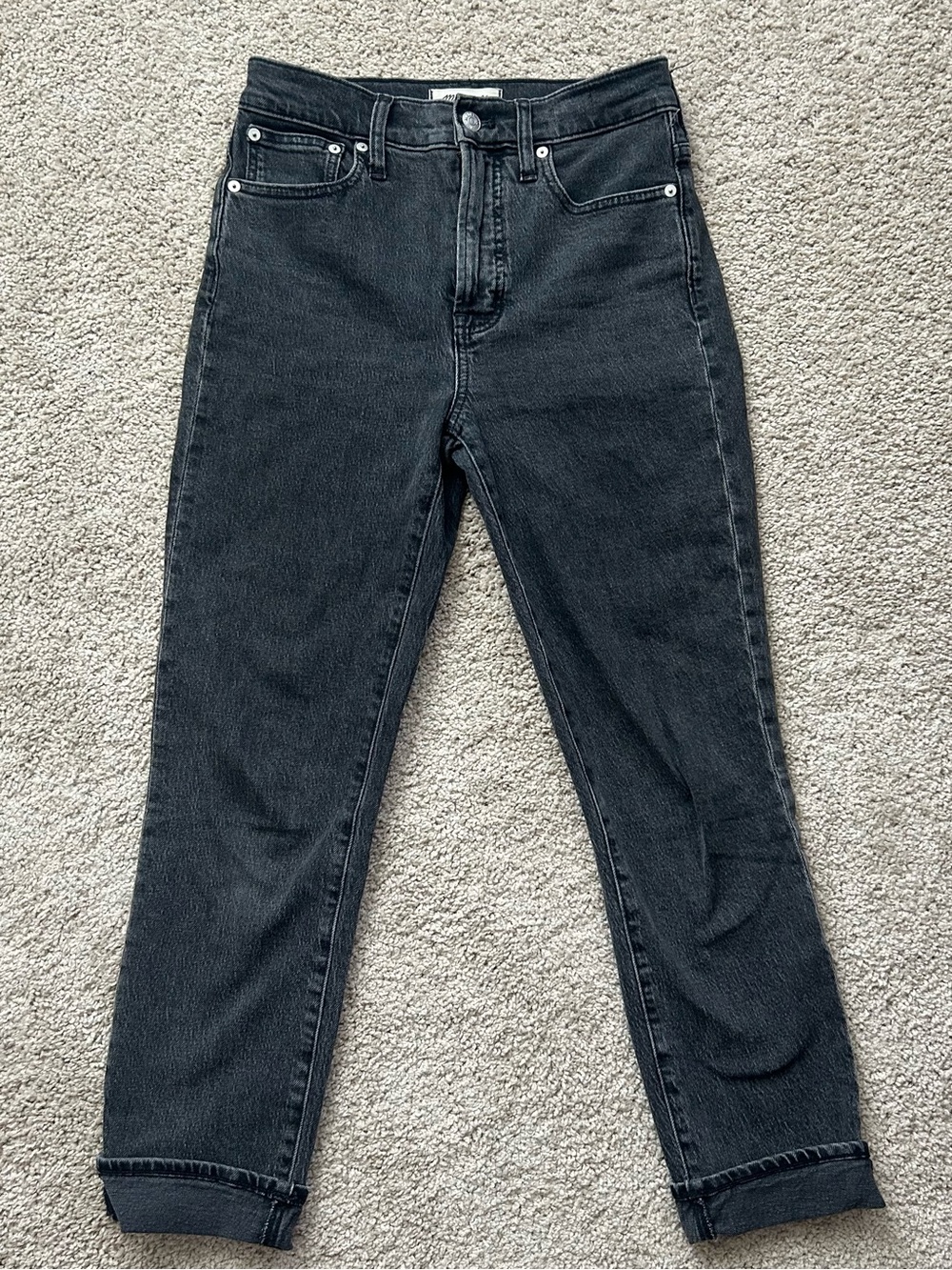 Madewell charcoal the perfect vintage Jean in charcoal cuffed jean